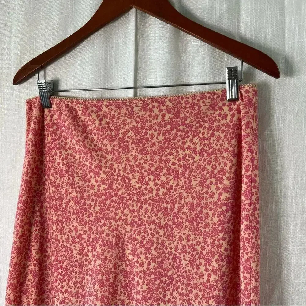 Wild Fable Floral Ruffle Hem Midi Skirt